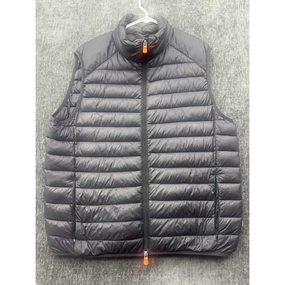 Save the Duck Ultra Light Puffer Vest Mens Large Black Lined Down Mock Neck